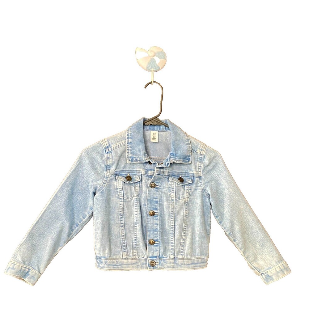 Benetton Vintage Denim Jacket Girls Youth Size 6/7 Long Sleeve